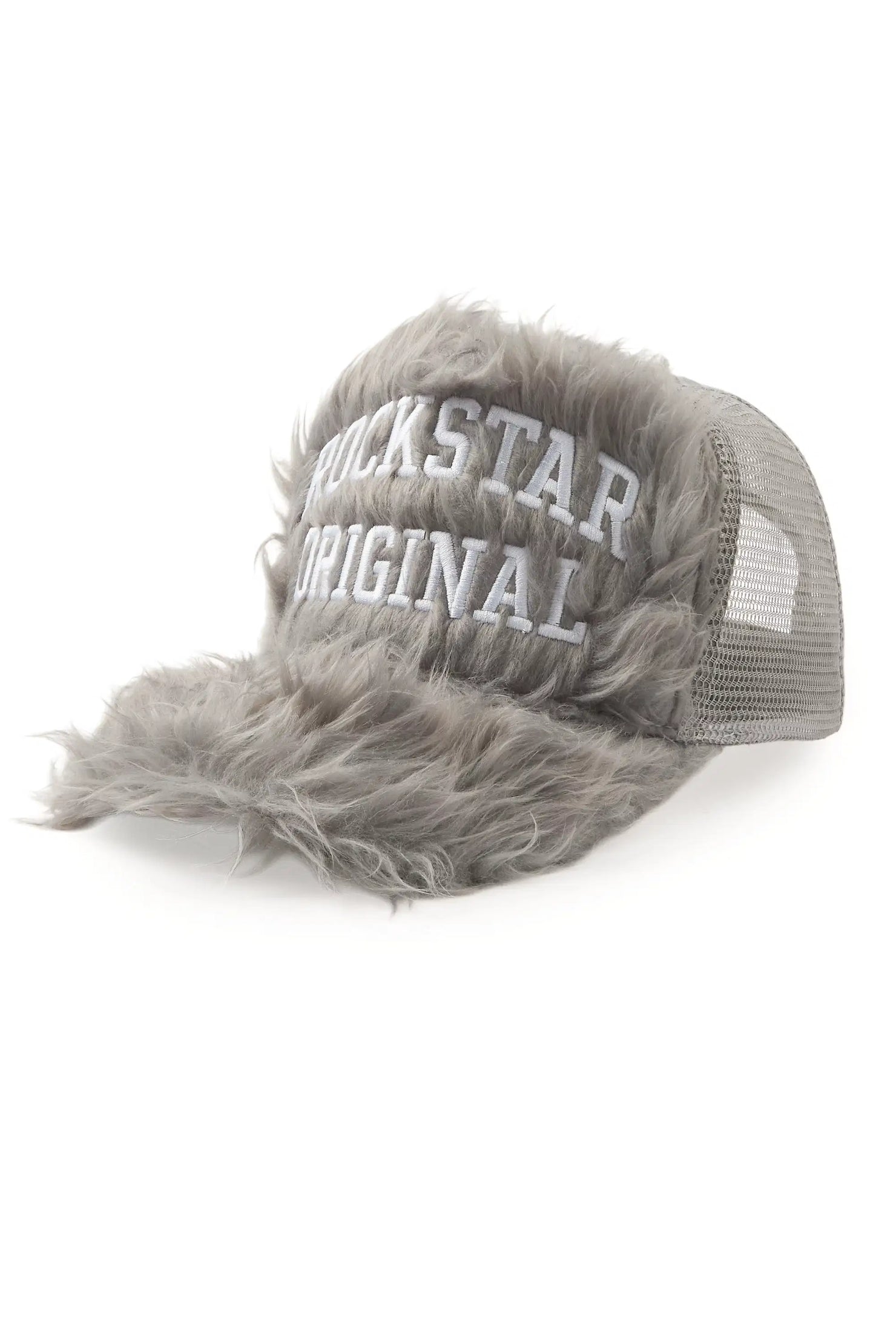 Donnesha Grey Shaggy Fur Trucker Hat
