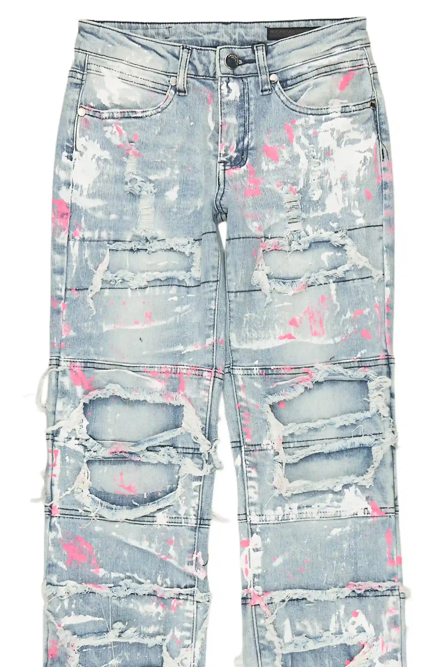 Girls Vasca Blue/Pink Stacked Painter Flare Jean