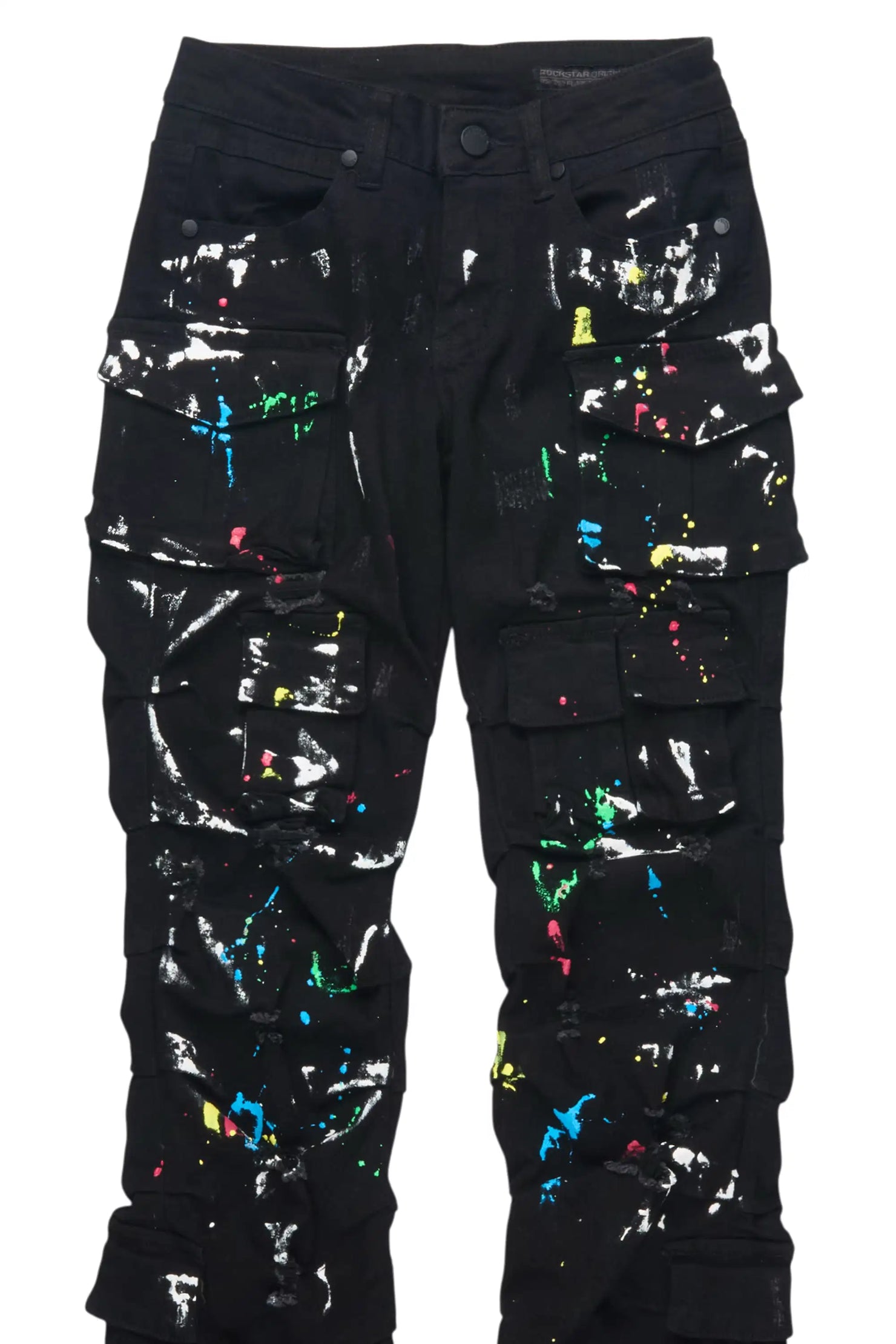 Boys Major Black Stacked Painter Flare Jean