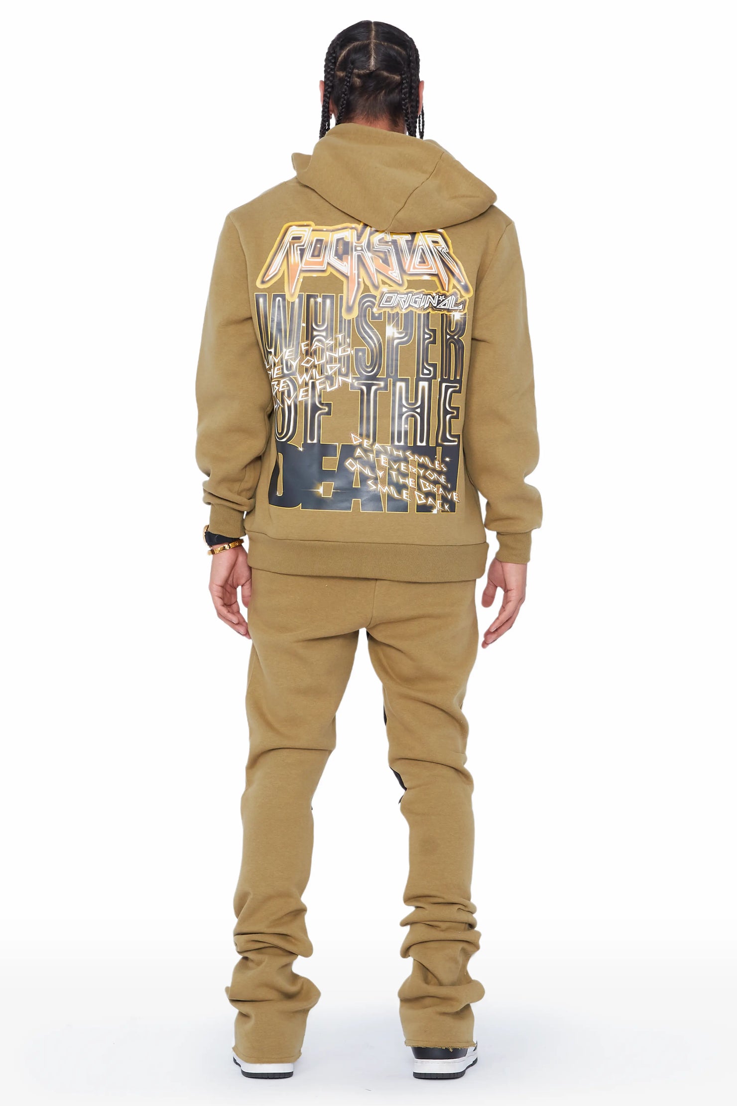 Obern Olive Graphic Hoodie/Stacked Flare Pant Track Set