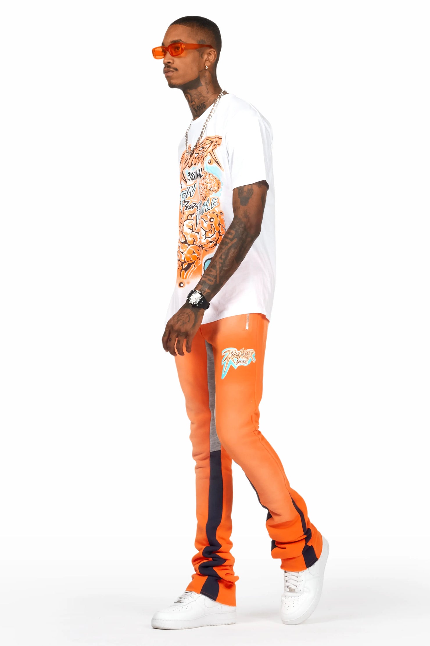 Braindead White/Orange T-Shirt/Super Stacked Track Set