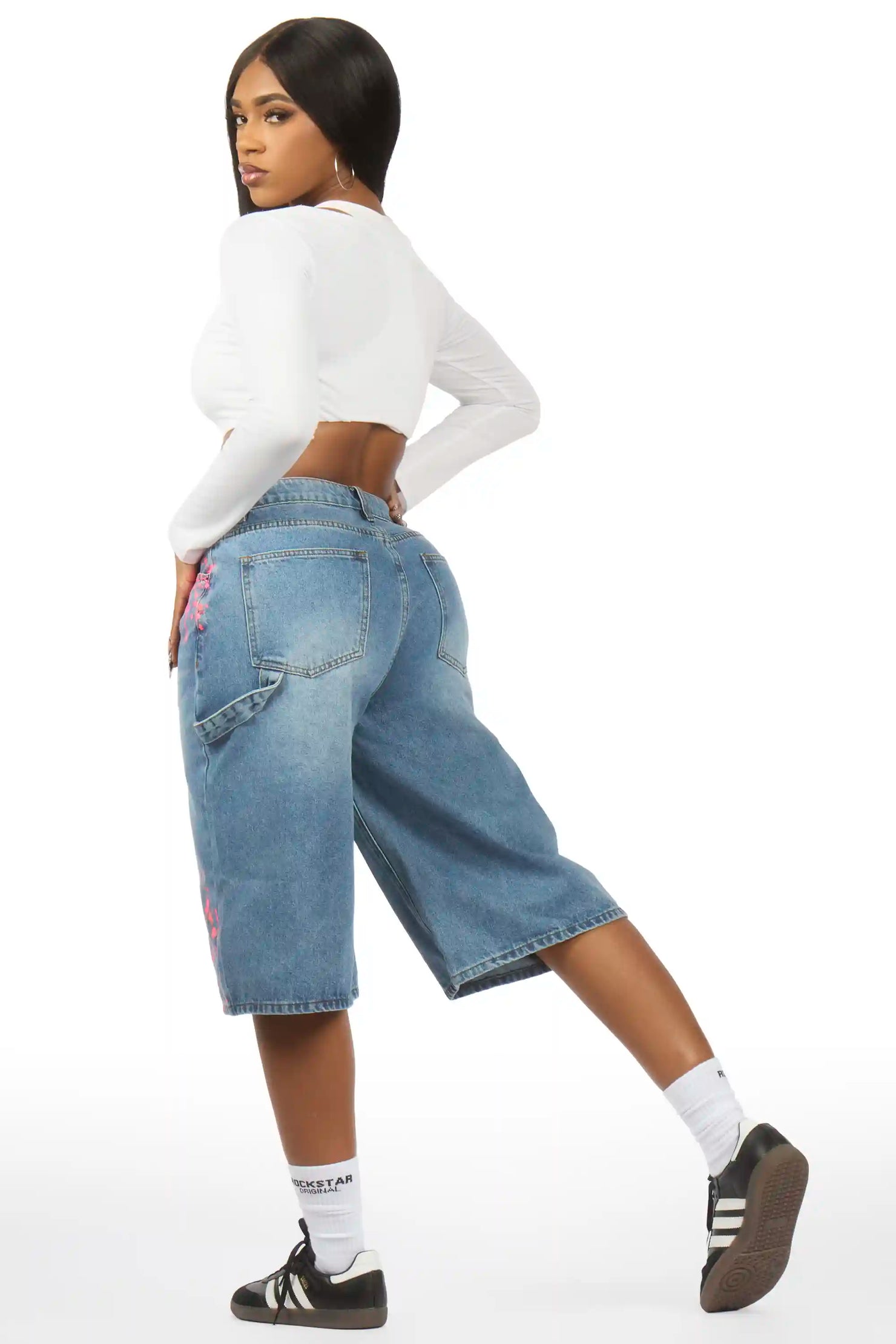 Shantia Med. Wash Painted Denim Jort