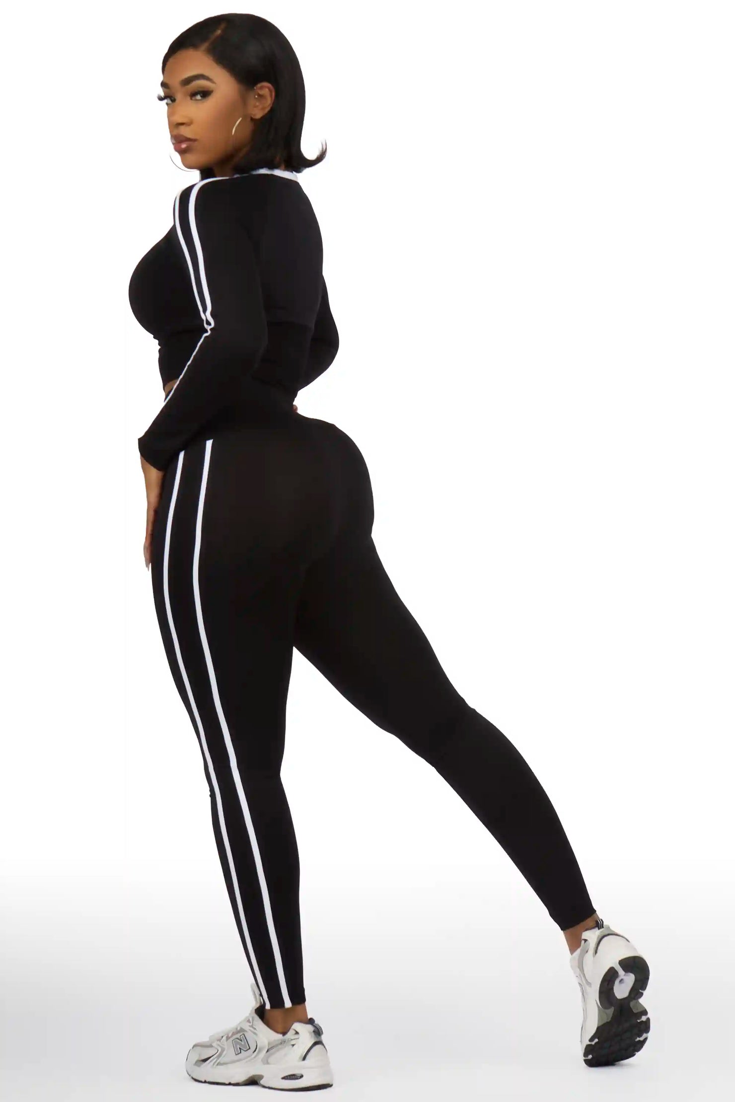 Zakkeyiah Black Long Sleeve Active Legging Set