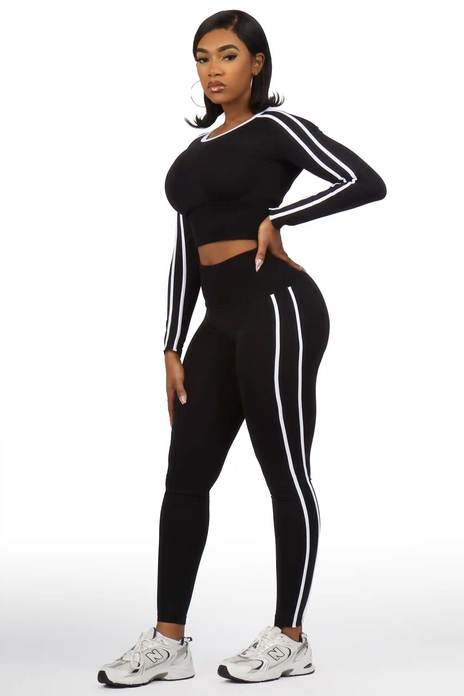 Zakkeyiah Black Long Sleeve Active Legging Set