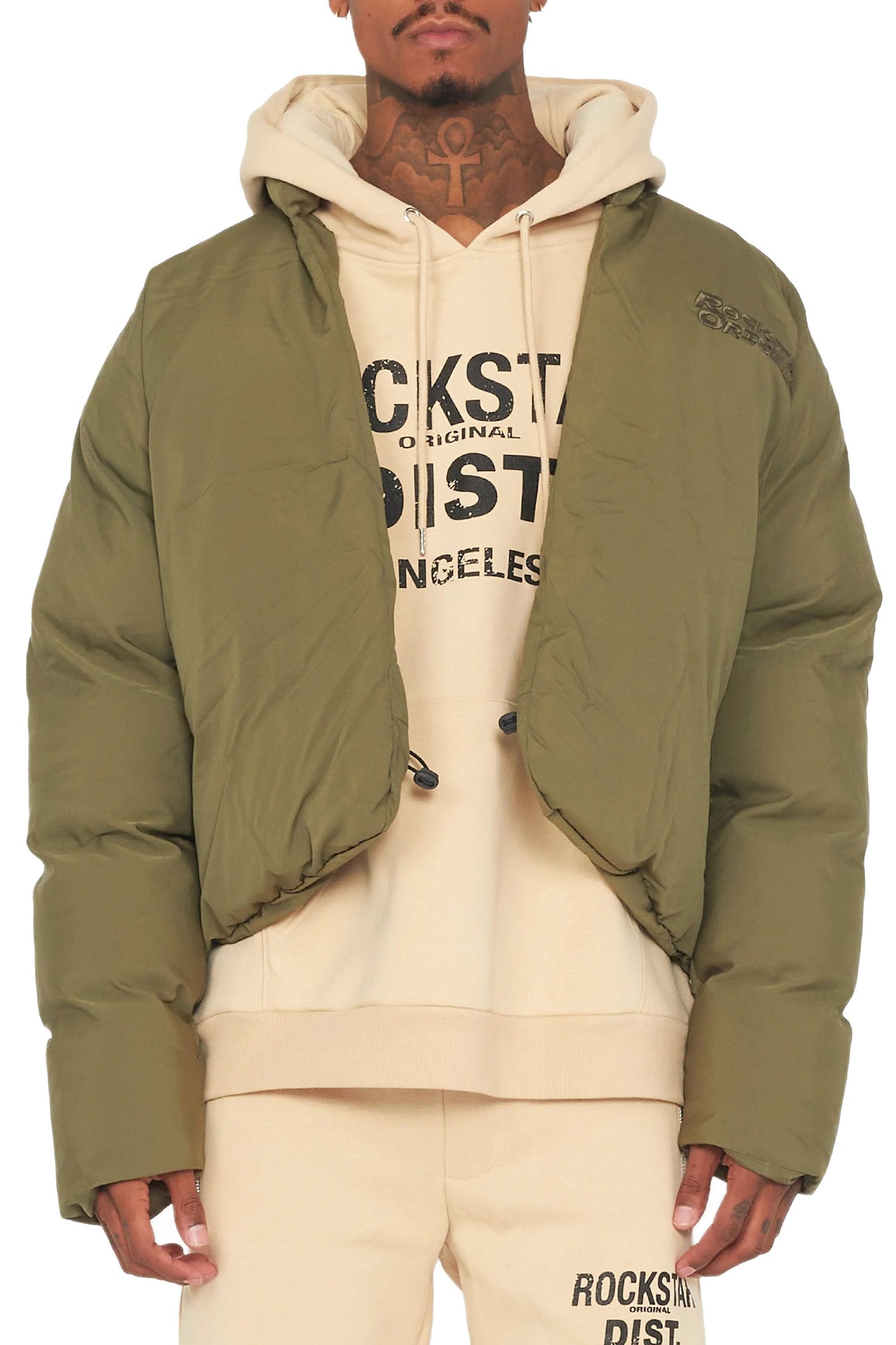 Damien Olive Puffer Jacket Rockstar Original