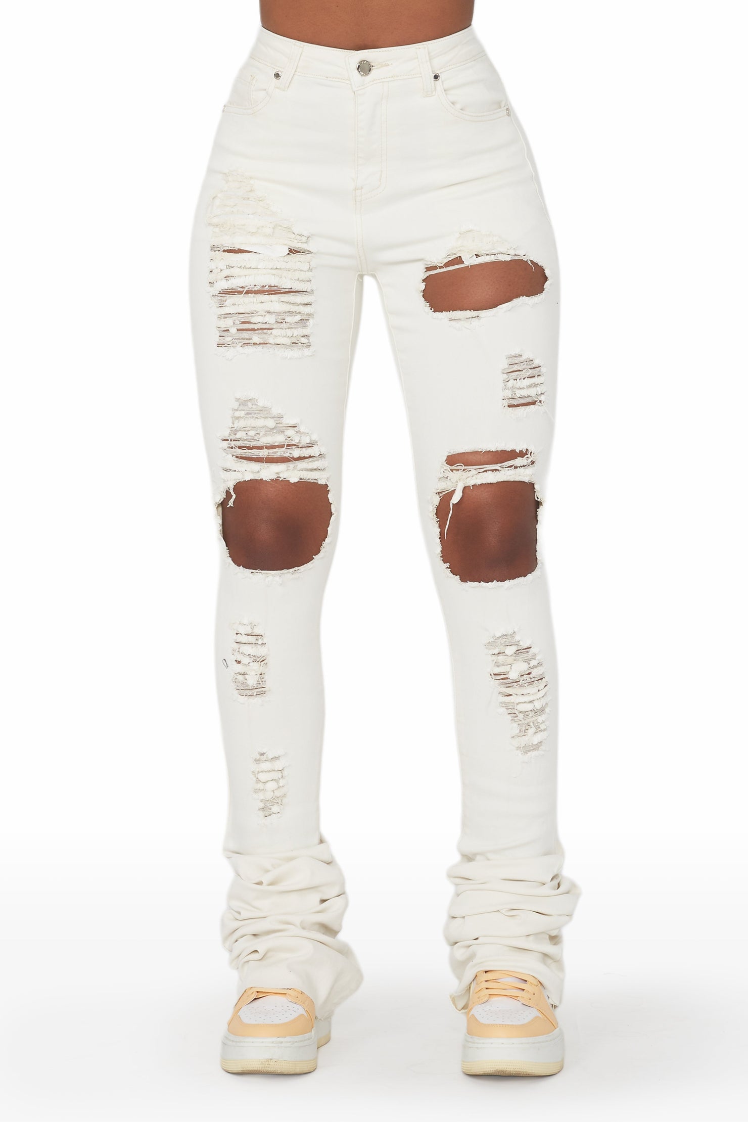 Lovin' Tan Distressed Super Stacked Jean