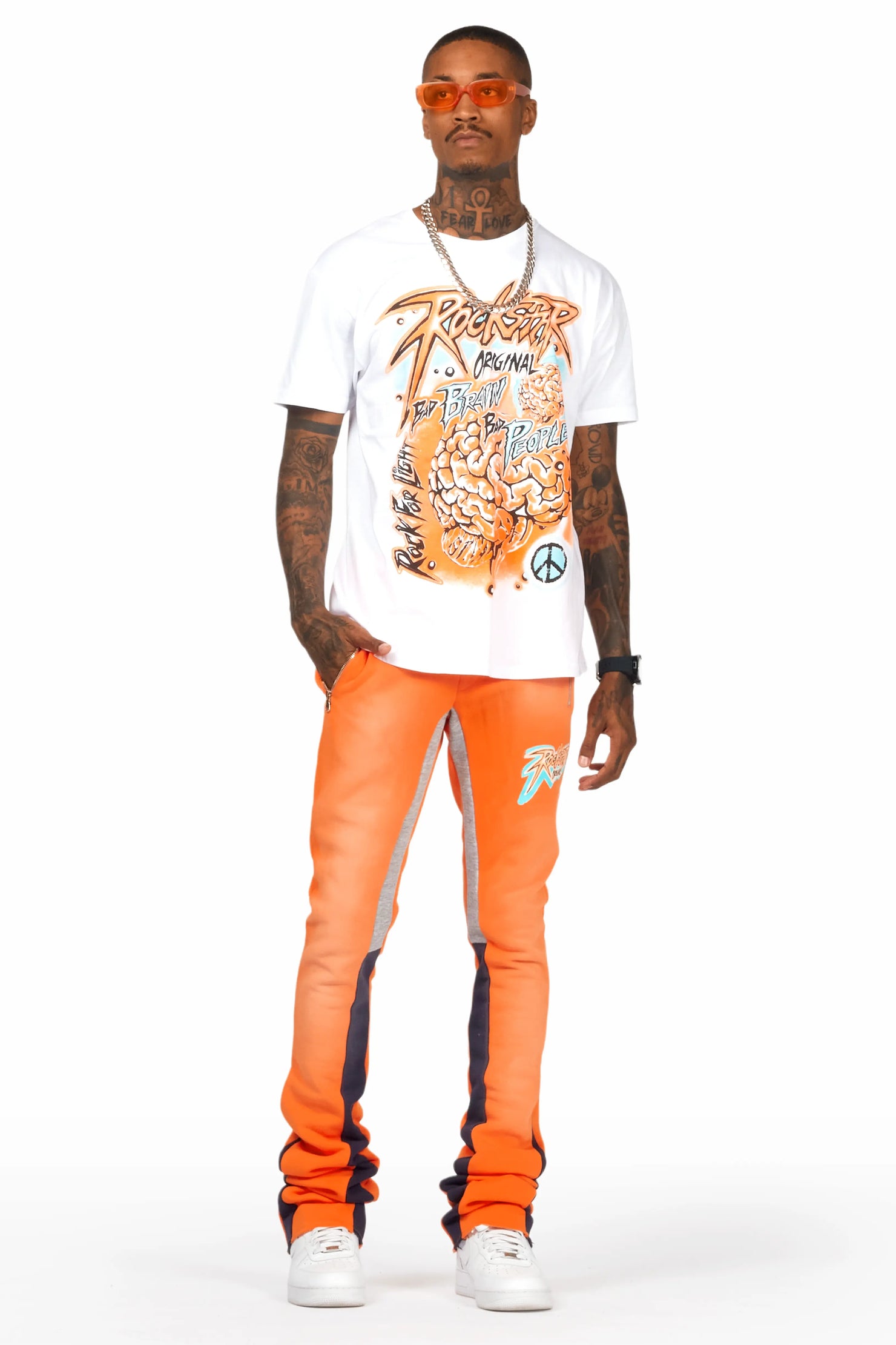 Braindead White/Orange T-Shirt/Super Stacked Track Set