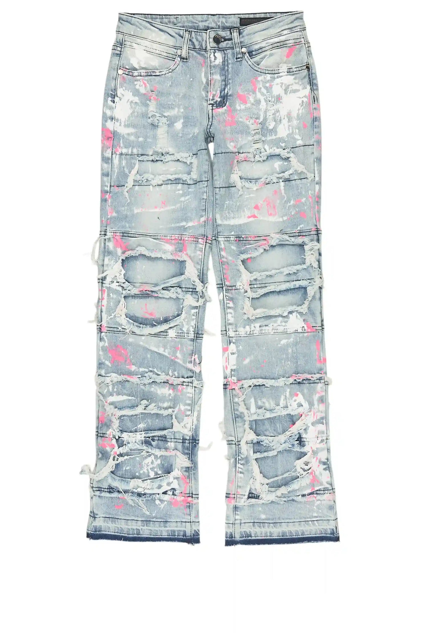Girls Vasca Blue/Pink Stacked Painter Flare Jean