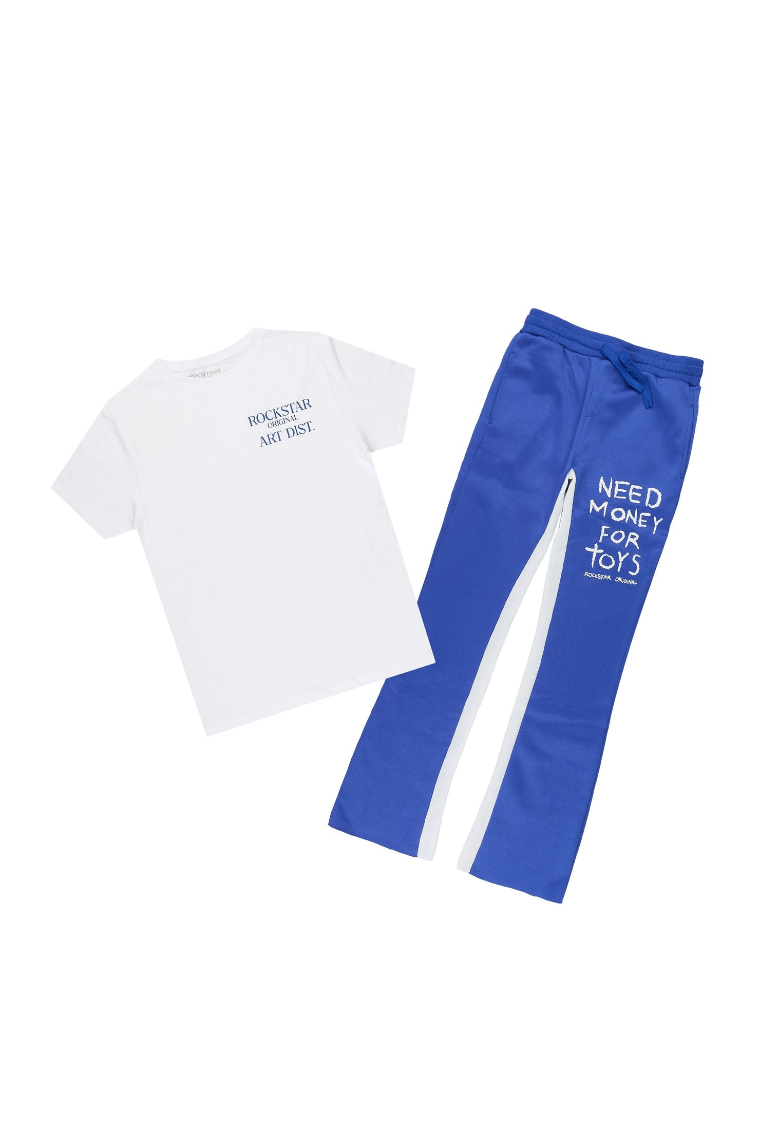 Boys Toyadie White/Royal T-Shirt Stacked Pant Set