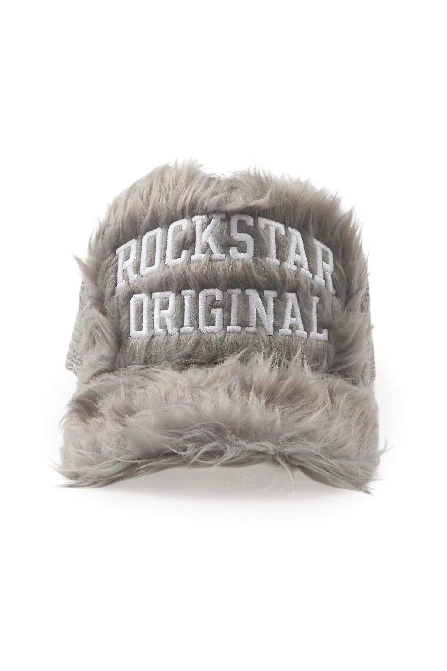 Donnesha Grey Shaggy Fur Trucker Hat