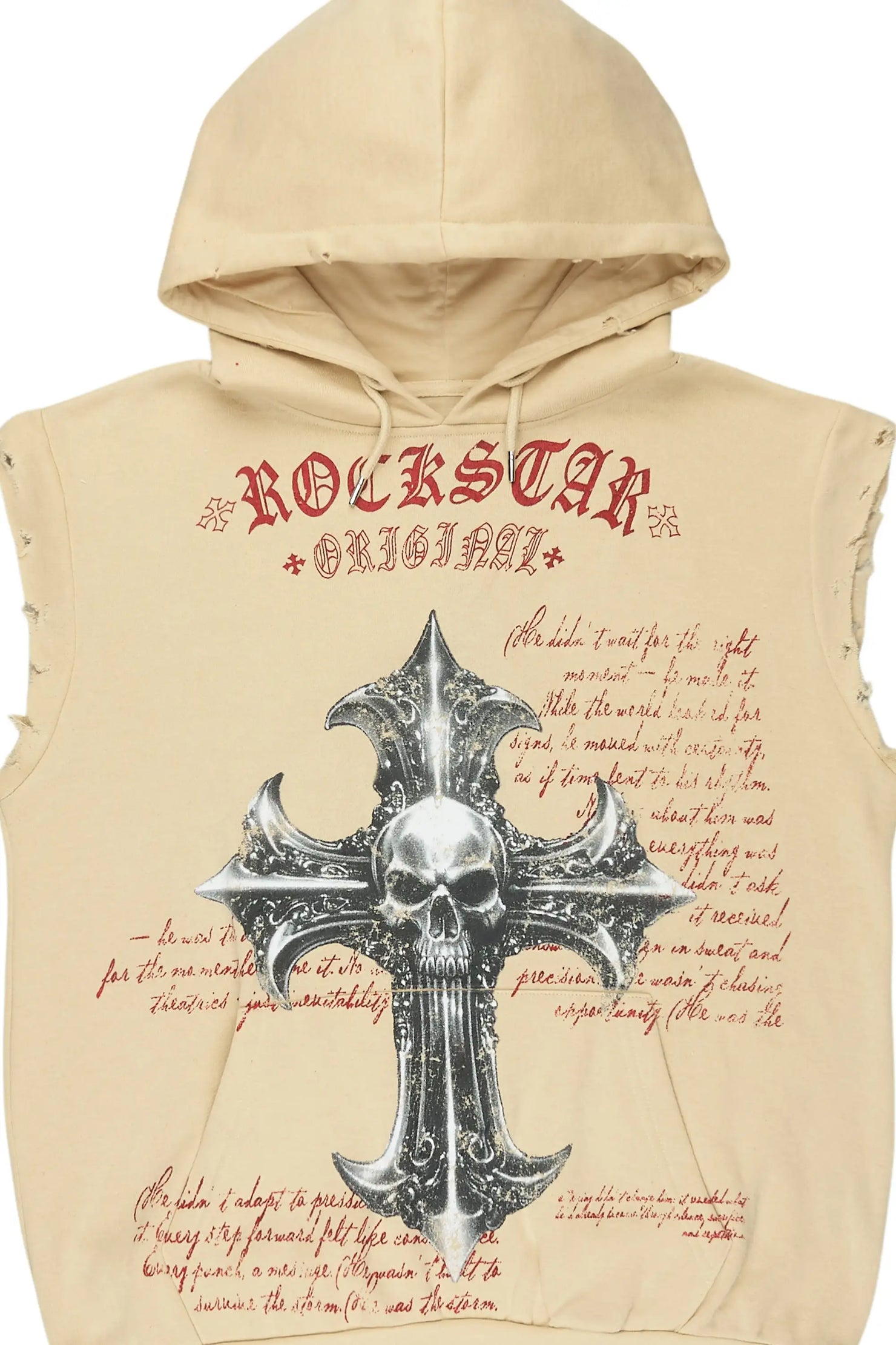 Bowman Beige/Multi Cut Sleeve Hoodie