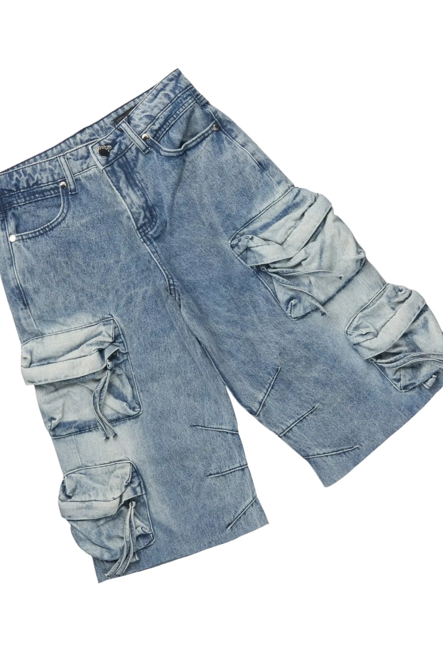 Boys Jesus Crayon Grey/Blue Long Sleeve T-Shirt/Denim Short Set