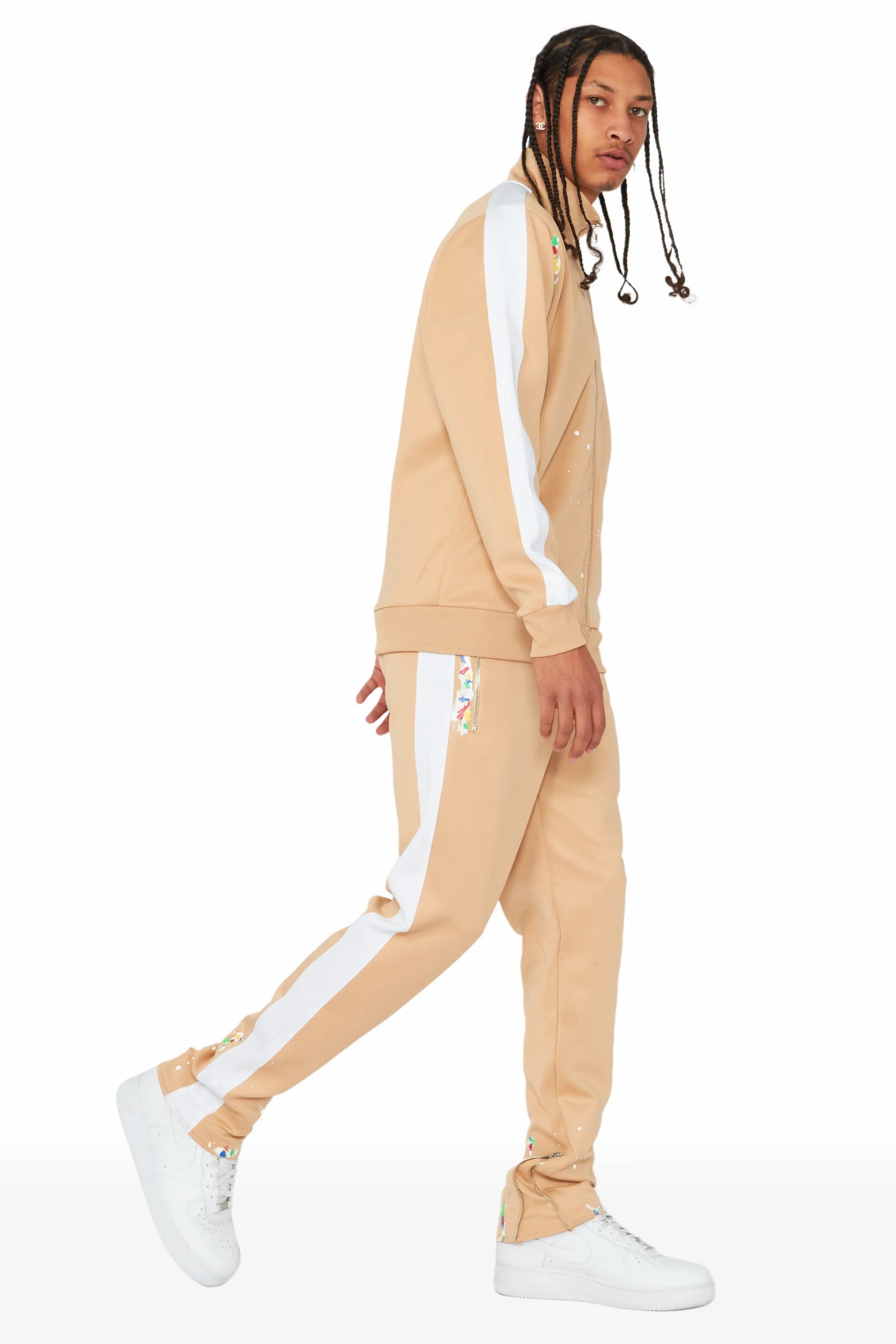 Rockstar Art Dist. Beige Tricot Slim Fit Track Set