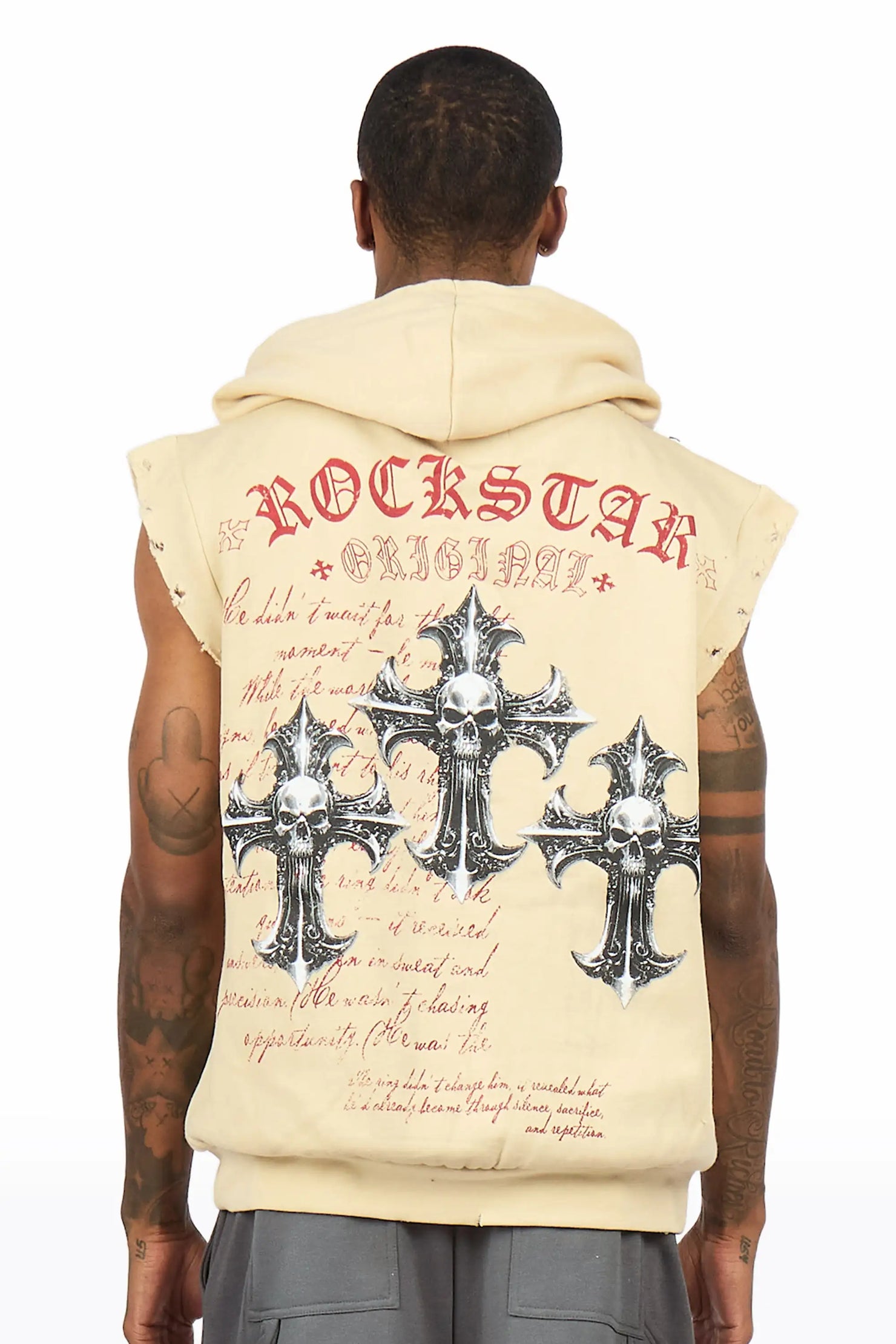 Bowman Beige/Multi Cut Sleeve Hoodie