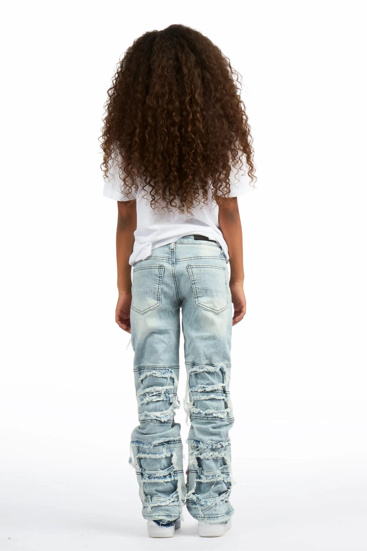 Girls Vasca Blue/Pink Stacked Painter Flare Jean