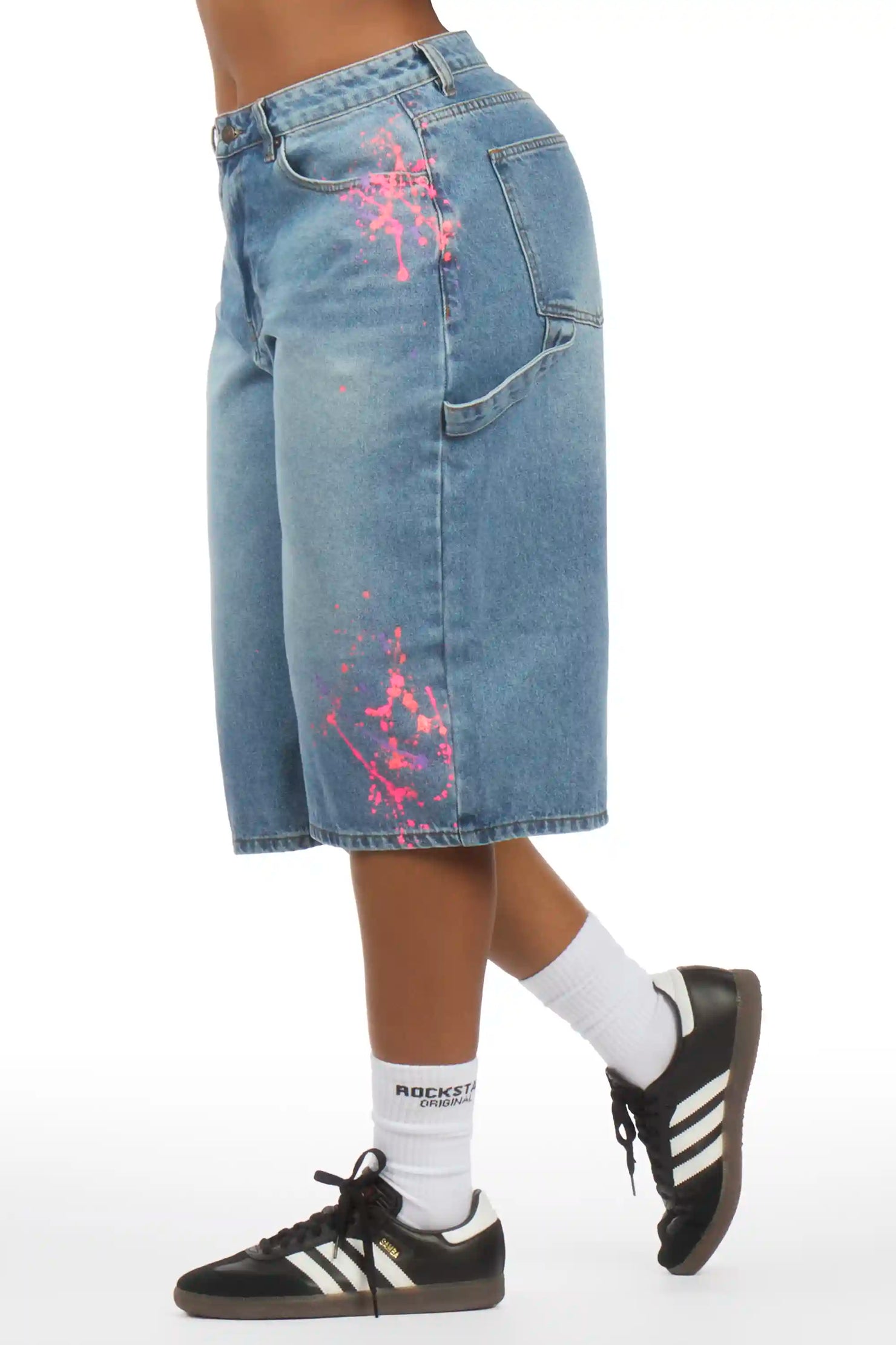 Shantia Med. Wash Painted Denim Jort