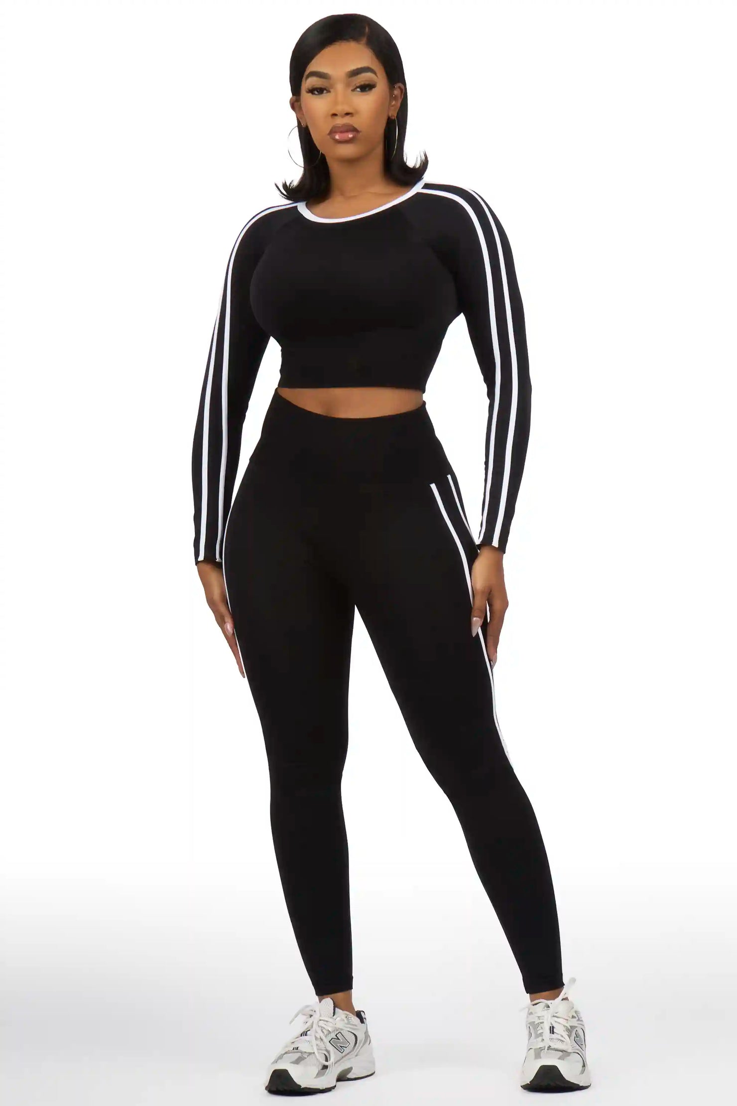 Zakkeyiah Black Long Sleeve Active Legging Set