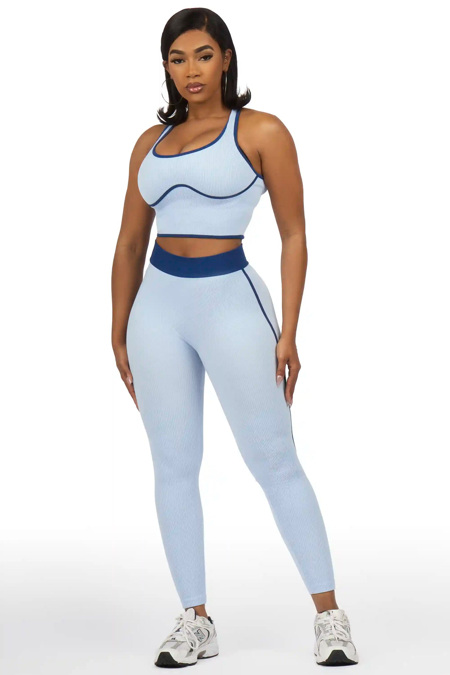 Shantavia Blue Tank Active Legging Set