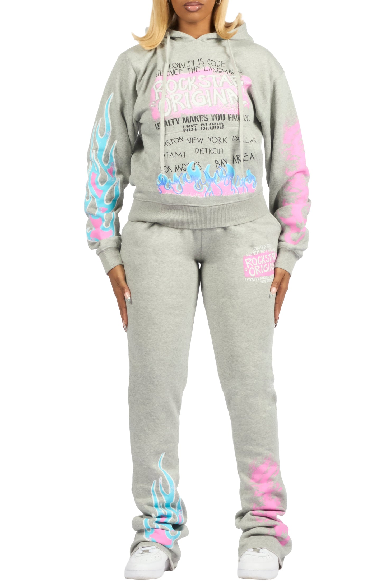 Marcey Heather Grey Super Stacked Track Set